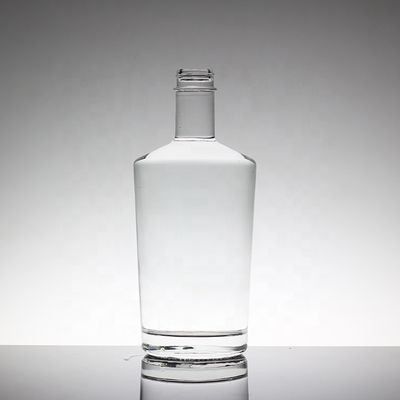Cristal Flint Glass 750ml Botalhas redondas de vidro de vodka com colarinho de vidro