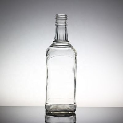 Cristal Flint Glass 750ml Botalhas redondas de vidro de vodka com colarinho de vidro