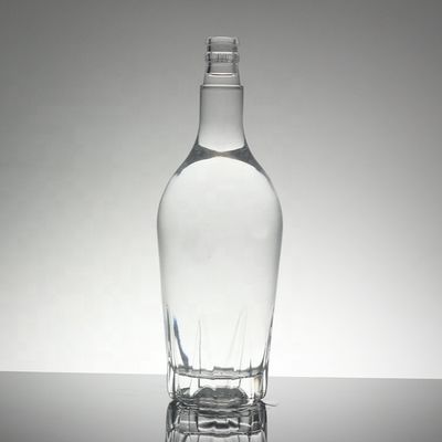 Cristal Flint Glass 750ml Botalhas redondas de vidro de vodka com colarinho de vidro