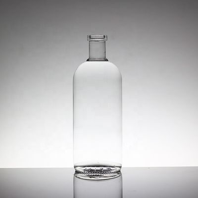 Cristal Flint Glass 750ml Botalhas redondas de vidro de vodka com colarinho de vidro