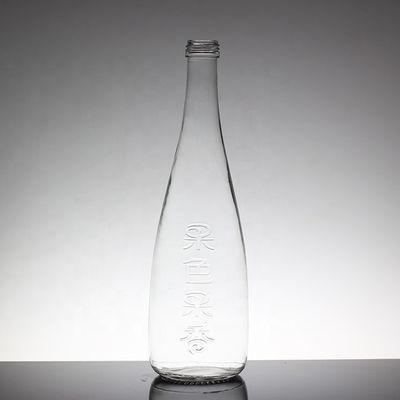 Garrafa de água de vidro de 500 ml para bebidas moles com desenho transparente e tampa de parafuso