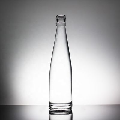 Garrafa de água de vidro de 500 ml para bebidas moles com desenho transparente e tampa de parafuso