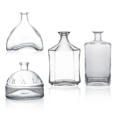 Endereço do colarinho de vidro 500ml 700ml 750ml 780ml Gin Rum Whiskey Tequila Espírito Garrafa para Cortiça