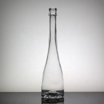 Garrafa de bebida fina de vidro transparente para garganta longa
