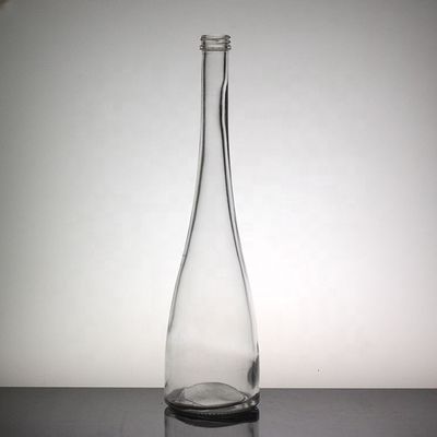 Garrafa de bebida fina de vidro transparente para garganta longa