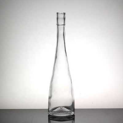 Garrafa de bebida fina de vidro transparente para garganta longa