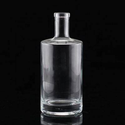 Botella de vidro transparente de vodka industrial com pescoço curto e corpo gordo 500 ml 750 ml