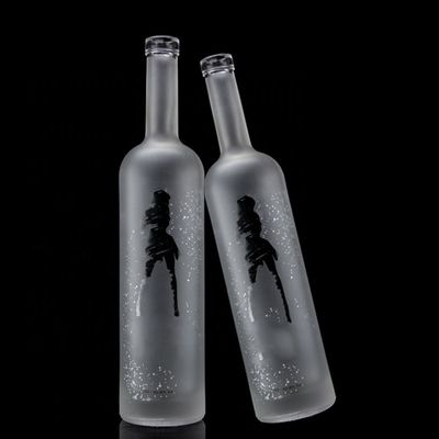Garrafa de vidro 750ml 500ml Decal Impressão de Vodka com design congelado e material de base