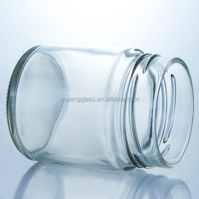 Jarro de mel de vidro redondo de 500 ml com tampa de metal e material de base de vidro