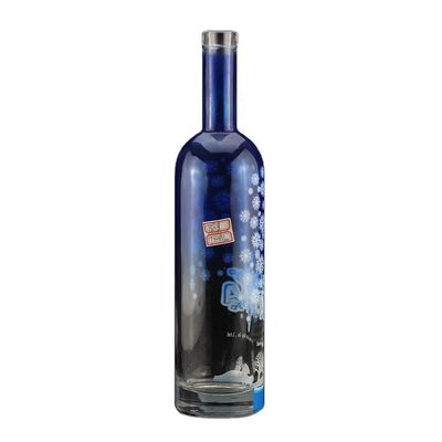 Impressão de tela de luxo Botelha de vodka azul de forma redonda para a indústria de licor e gin
