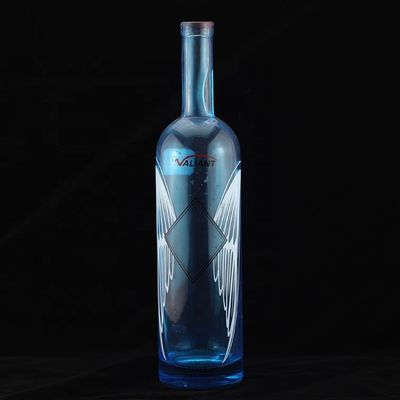 Impressão de tela de luxo Botelha de vodka azul de forma redonda para a indústria de licor e gin