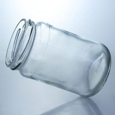 Copo Metálico Concha de Mel Jar de Vidro de Grau Alimentar Redondo com Vidro Luminoso de Margem Direita Personalizado