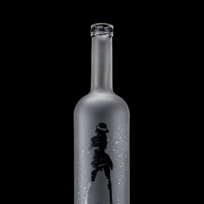 Cola de vidro 750 ml Botão de vodka com ácido de gravação com cor clara ou personalizada em Heze