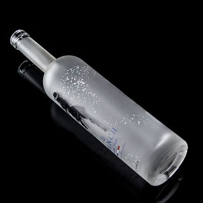 Cola de vidro 750 ml Botão de vodka com ácido de gravação com cor clara ou personalizada em Heze