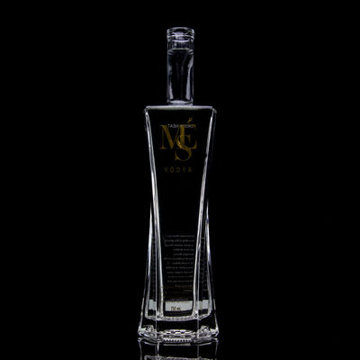 Exquisito Design Vodka Liquor Bottle Claras ou personalizadas 750ml Garrafa de vidro com cortiça