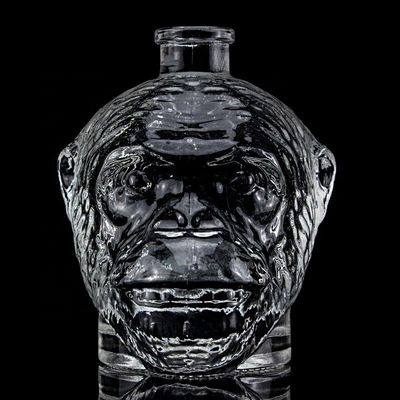 500 ml 750 ml garrafa de vidro em forma de cabeça de macaco para vodka licor com cortiça