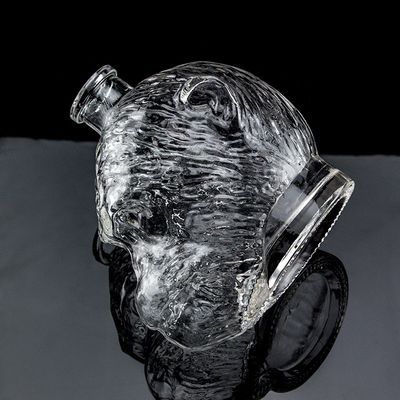 500 ml 750 ml garrafa de vidro em forma de cabeça de macaco para vodka licor com cortiça