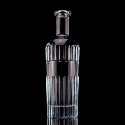 Pretty Light Blue 750ml 75cl Vertical Stripes Botão de Vodka com tampa feita de vidro transparente