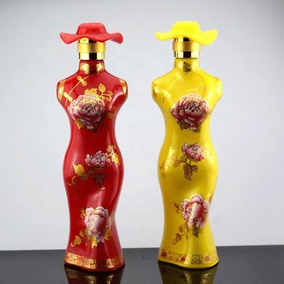 Sexy Female Body em forma de garrafa única garrafa de vidro de licor com tampa de coroa
