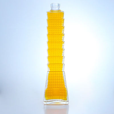 Garrafa de vidro em forma de torre para Vodka Brandy Tequila Logotipo personalizado