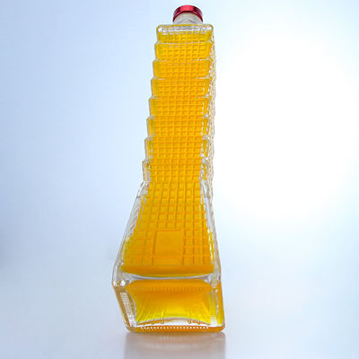 Garrafa de vidro em forma de torre para Vodka Brandy Tequila Logotipo personalizado