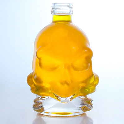 Decal superfície de forma de crânio garrafa de vidro de licor para whisky vodka brandy técnica de envelhecimento