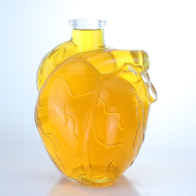 Garrafa de vidro de licor em forma de coração clara ou personalizada para bebida Whisky Vodka Brandy