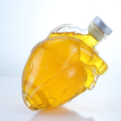 Garrafa de vidro de licor em forma de coração clara ou personalizada para bebida Whisky Vodka Brandy