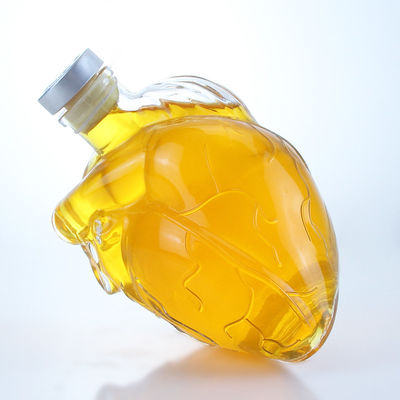 Garrafa de vidro de licor em forma de coração clara ou personalizada para bebida Whisky Vodka Brandy