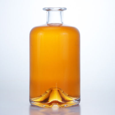 Colarinho de vidro 750 ml de pescoço curto em forma redonda, vazio, limpo, gin, ron, champanhe, bebidas alcoólicas, garrafa com cortiça