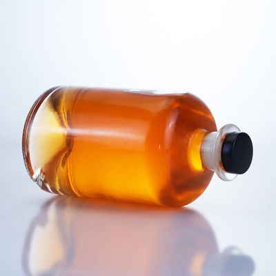 Colarinho de vidro 750 ml de pescoço curto em forma redonda, vazio, limpo, gin, ron, champanhe, bebidas alcoólicas, garrafa com cortiça