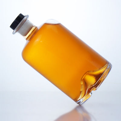 Colarinho de vidro 750 ml de pescoço curto em forma redonda, vazio, limpo, gin, ron, champanhe, bebidas alcoólicas, garrafa com cortiça