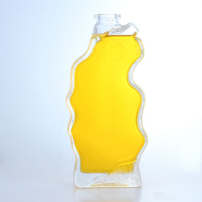 Garrafa de vidro de forma especial, clara ou personalizada para whisky vodka brandy