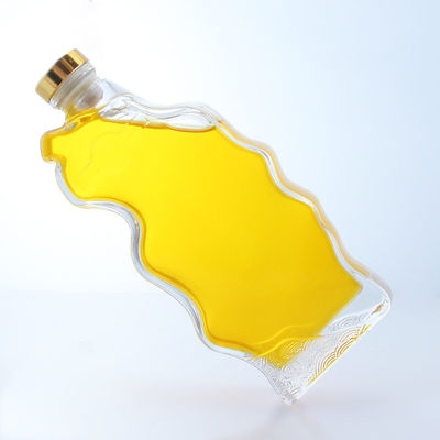 Garrafa de vidro de forma especial, clara ou personalizada para whisky vodka brandy