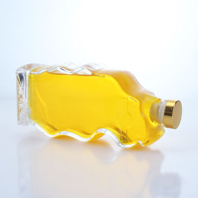 Garrafa de vidro de forma especial, clara ou personalizada para whisky vodka brandy