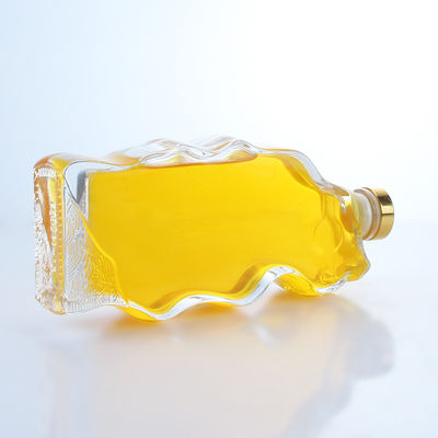 Garrafa de vidro de forma especial, clara ou personalizada para whisky vodka brandy