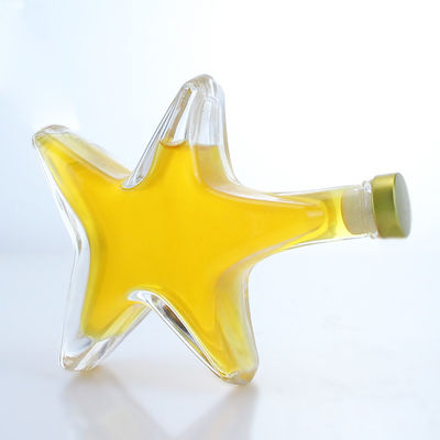 Whiskey Gin Rum Vodka Garrafa de vidro de bebidas alcoólicas em forma de estrela com tampa de cortiça e base de vidro