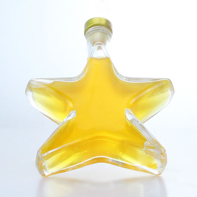 Whiskey Gin Rum Vodka Garrafa de vidro de bebidas alcoólicas em forma de estrela com tampa de cortiça e base de vidro