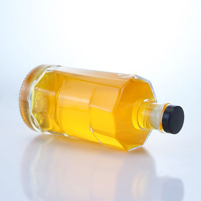 Garrafa de vidro transparente com cortiça para uísque Vodka Tequila Gin Rum