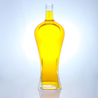 Garrafa de vidro de forma clara ou personalizada com tampa de cortiça para Whisky Vodka Tequila Gin Rum