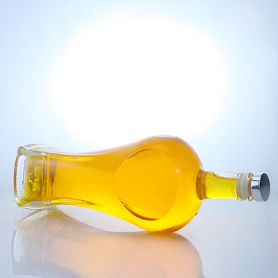 Garrafa de vidro de forma clara ou personalizada com tampa de cortiça para Whisky Vodka Tequila Gin Rum