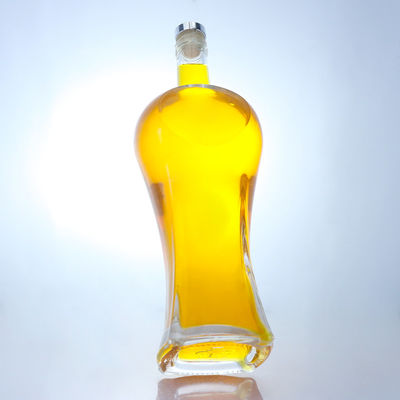 Garrafa de vidro de forma clara ou personalizada com tampa de cortiça para Whisky Vodka Tequila Gin Rum
