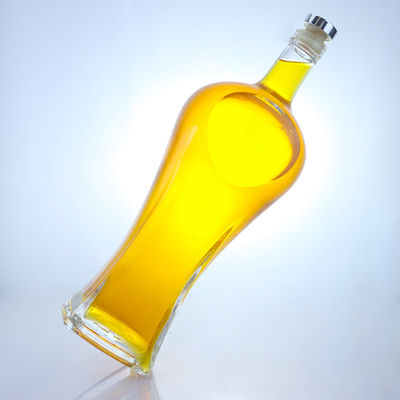 Garrafa de vidro de forma clara ou personalizada com tampa de cortiça para Whisky Vodka Tequila Gin Rum