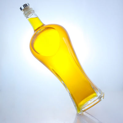 Garrafa de vidro de forma clara ou personalizada com tampa de cortiça para Whisky Vodka Tequila Gin Rum