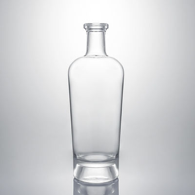 Garrafa de vidro de whisky Gin Rum Super Flint com colar de vidro personalizado e rolha de cortiça