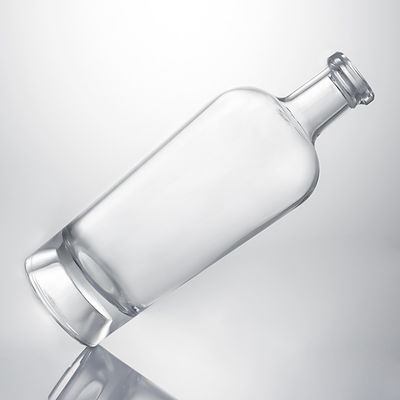 Garrafa de vidro de whisky Gin Rum Super Flint com colar de vidro personalizado e rolha de cortiça