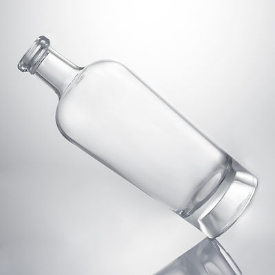 Garrafa de vidro de whisky Gin Rum Super Flint com colar de vidro personalizado e rolha de cortiça