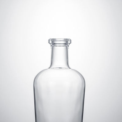 Garrafa de vidro de whisky Gin Rum Super Flint com colar de vidro personalizado e rolha de cortiça