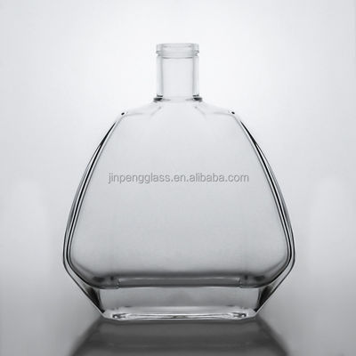 Garrafa de vidro plana de 750 ml com cortiça para Vodka Whiskey Gin Bebidas industriais