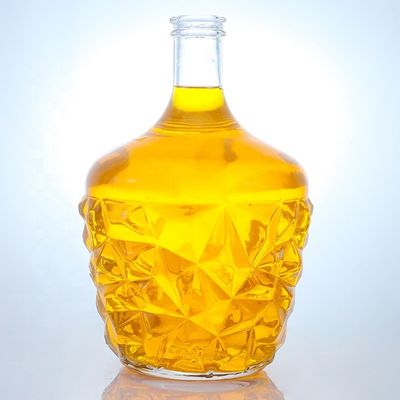 Garrafa de vidro redonda de decal claro ou personalizado para rum vodka uísque tequila gin